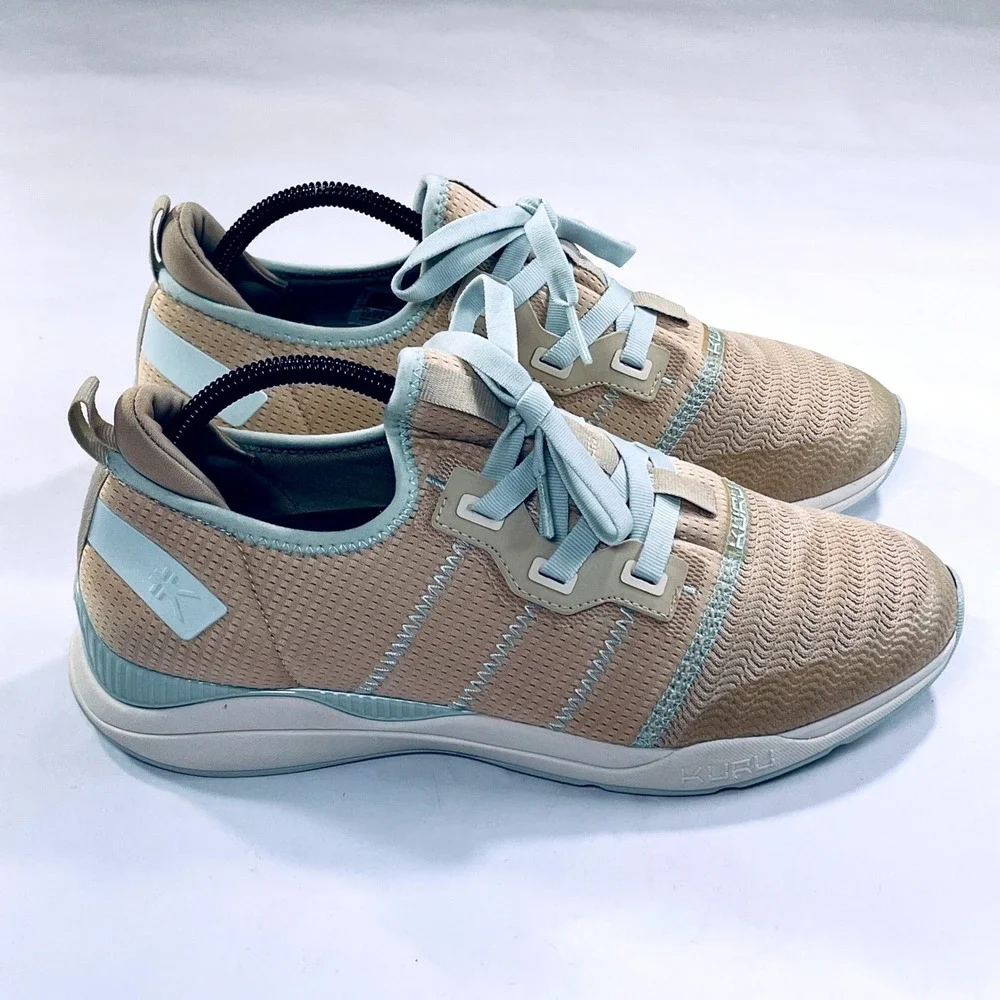 Kuru Stride Move Shoes Womens 11 Beige Blue Athletic Running Walking Sneakers